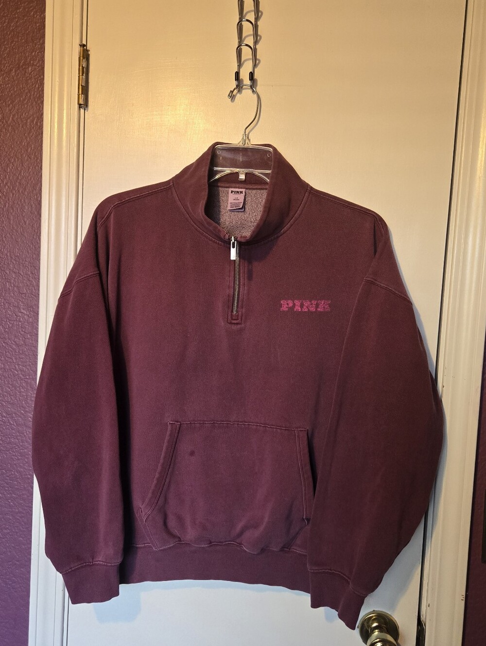 Victoria's Secret PINK Pullover Shirt Sz Large sweatshirt fleece 1/4-zip